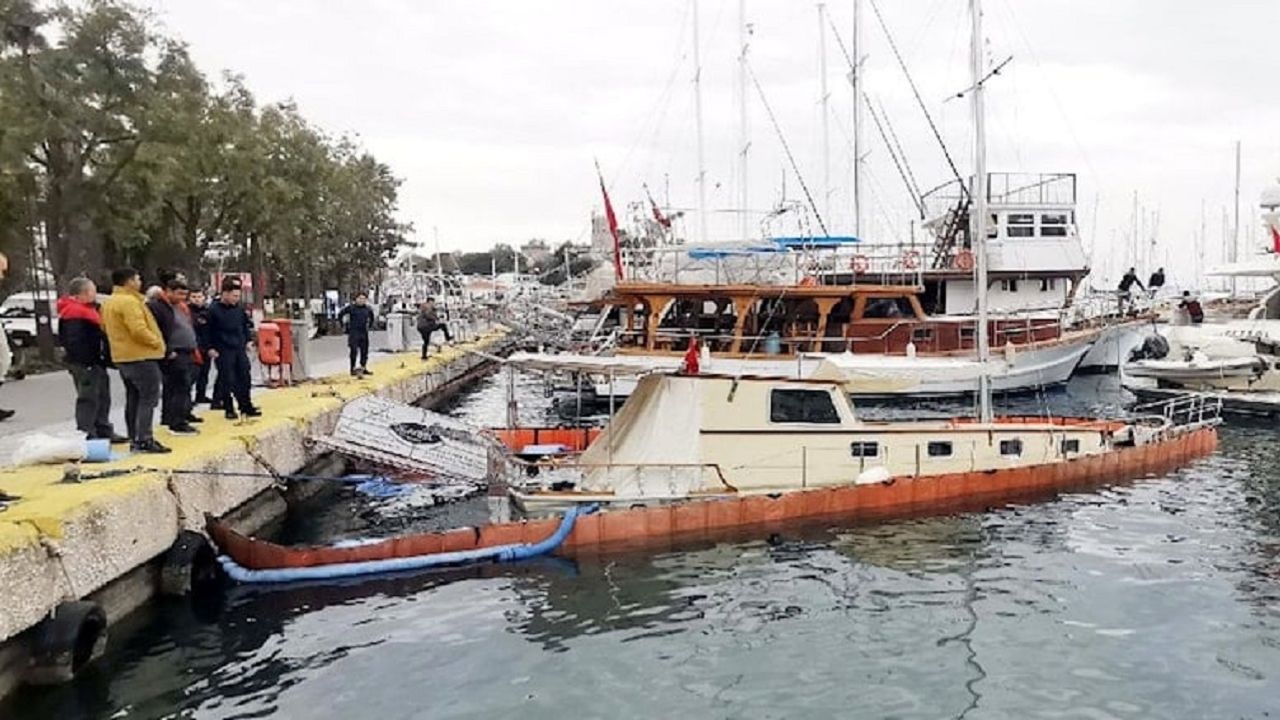Bodrum'da tur teknesi battı