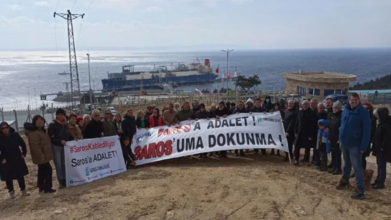 Saros’a yanaşan gemi protesto edildi