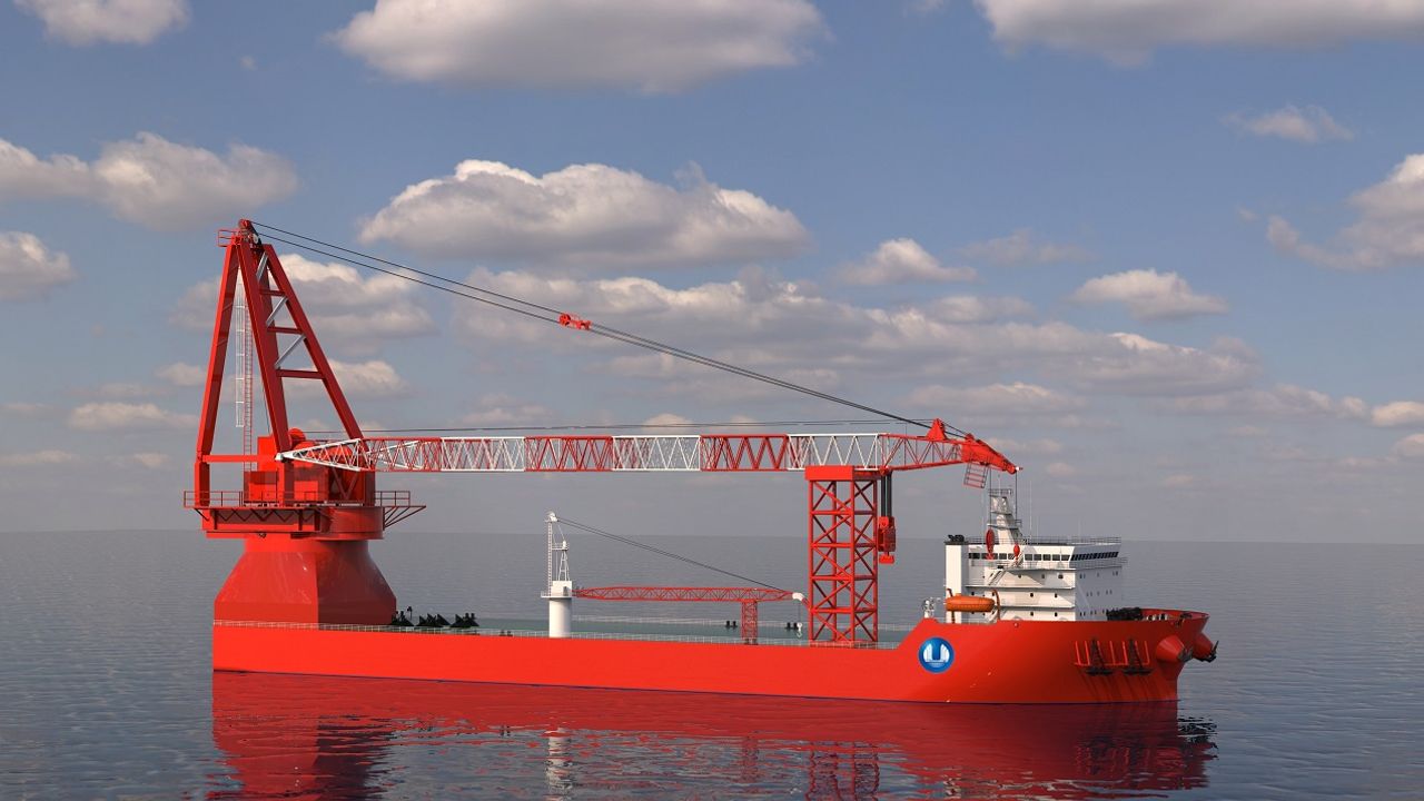 Çin'in  Xiongcheng 9 adlı açık deniz rüzgar çiftliği kurulum gemisi yenileniyor