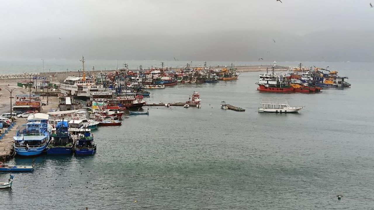 Balıkçı tekneleri şiddetli poyraz nedeniyle limana sığındı