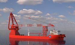 Çin'in  Xiongcheng 9 adlı açık deniz rüzgar çiftliği kurulum gemisi yenileniyor