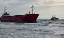 Tekirdağ'da karaya oturan gemi kurtarıldı