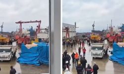 Yalova'da tersanede vinç devrildi