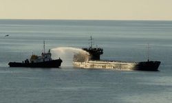 Giresun açıklarında yük gemisinde yangın paniği
