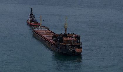 Savaşın izlerini taşıyan VOLGA-4007 isimli gemi Trabzon açıklarında