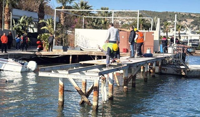 Bodrum'da 100 teknenin bağlı olduğu kaçak iskele yıkıldı