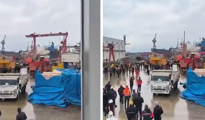 Yalova'da tersanede vinç devrildi